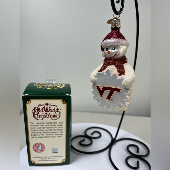 Old World Christmas Other - Vintage Old World Christmas Snowman Glitter Ornament - maroon, orange and White